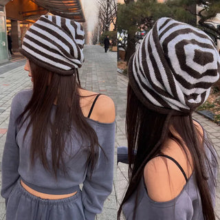 Beam Striped Shirred Beanie [12% Wool]