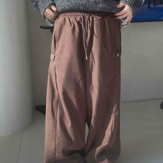Cozy Balloon Fit Elastic Waist Drawstring Wide Pants