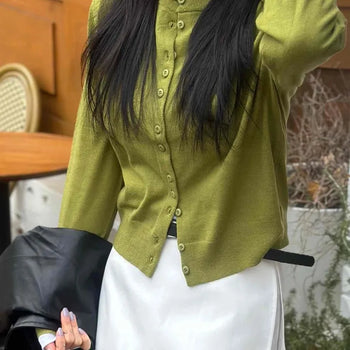 Casual Double Button Knit Cardigan