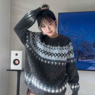 Nordic Fair Isle Pattern Oversized Knit