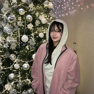 Layered Button Stripe Hoodie