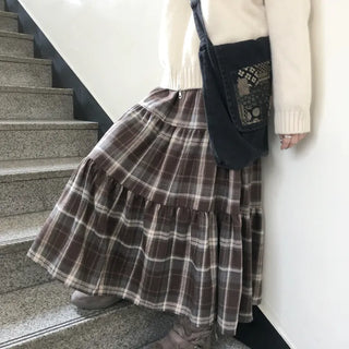 tutu check long skirt