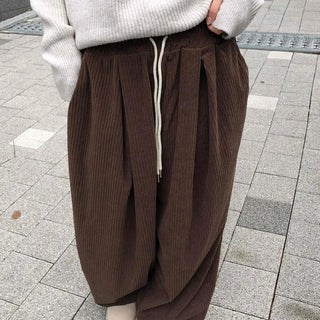 Corduroy Double Pintuck Casual Long Pants
