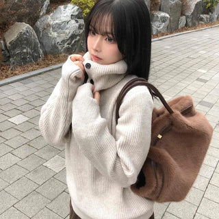 Cozy High-Neck Warmer Turtleneck Loose Knit
