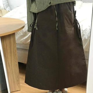 Padded Maxi Skirt with Side Ribbon Pocket Detail