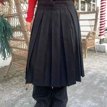 Sharon Belt Deep Pleated Voluminous Midi Skirt