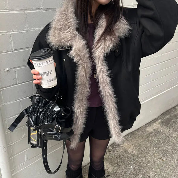 Raccoon Fur Shearling Quilted Padded Jacket 1 Color