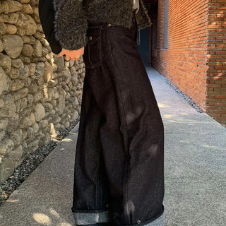 [Fleece-lined] Non-Faded Roll-up Straight Wide Pants S, M, L - 1 color