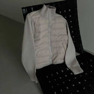 Lowner Knit High-Neck Snap Lightweight Padded Jacket