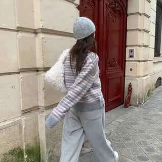 Pastel Stripe Knit Cardigan