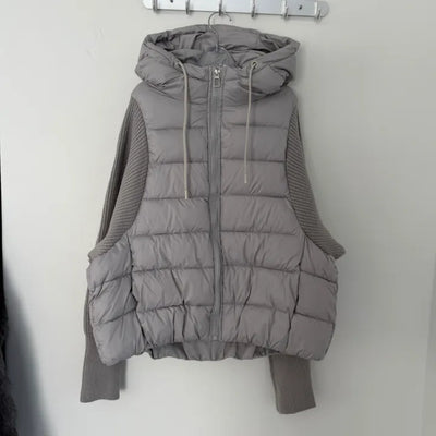 Envy Knit High-Neck Hooded Lightweight Padded Jacket