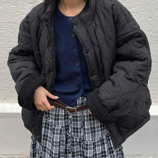 Wool Quilted Oversized Lightweight Padded Jacket