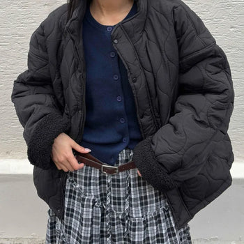 Wool Quilted Oversized Lightweight Padded Jacket