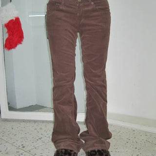 Shirred Detail Low Velvet Bootcut Pants