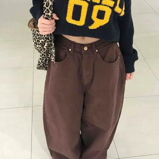 Retro Oversized High-Waisted Cotton Pants