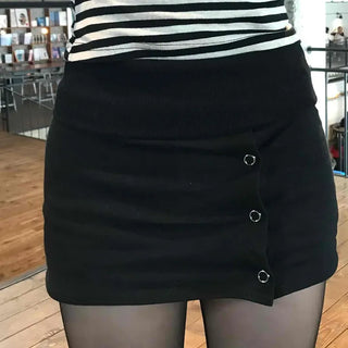 Modern Button Stretch Mini Skirt