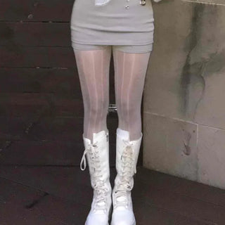 Eyelet High Slim Fit Mini Skirt