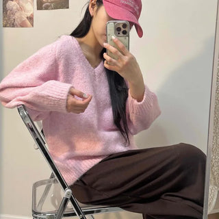 Mohair Twist Cable Loose Fit Crew Neck Knit