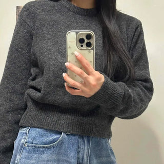 Daily Melange High-Neck Crop Knit