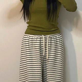 Relaxed Border Cotton Elastic Waist Straight Fit Training Pants