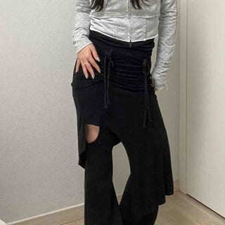 Twist Chiffon Layered Asymmetrical Long Skirt