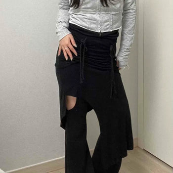 Twist Chiffon Layered Asymmetrical Long Skirt