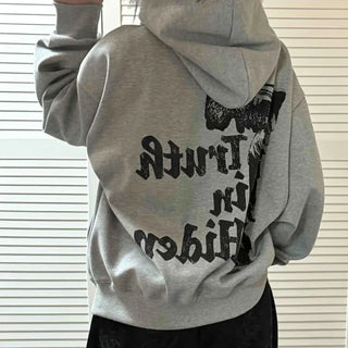 Gothic Lettering Back Print Balloon Fit Hoodie