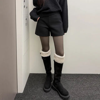 Winter High-Waisted Wool Shorts