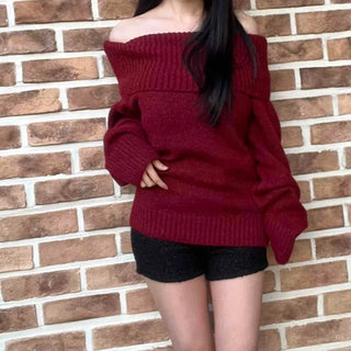 Simple Flat Off-Shoulder Knit