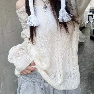 Monaka Daily Delicate Fit Alpaca One-Shoulder Knit (2 colors)