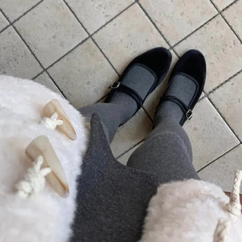 Monuff Velvet Mary Jane Flat Shoes
