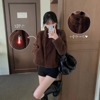 [Super Warm/Thick] Pomeranian High-Neck Shearling Fur Short Coat