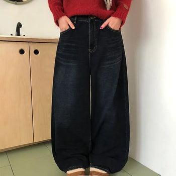 Bro Fleece-lined Washed Wide Pants