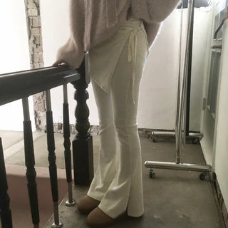 Velour wrap pants