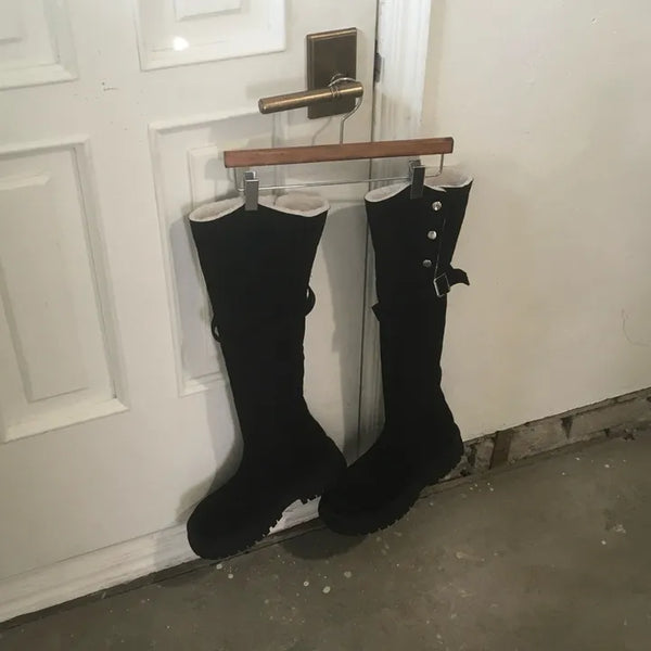 sheepskin long boots