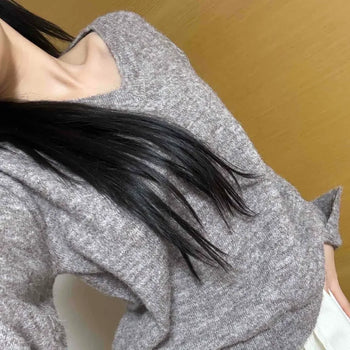 Minimal Heathered V-Neck Knit