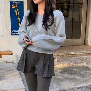 Turning Boat Neck Off-Shoulder Loose Fit Knit