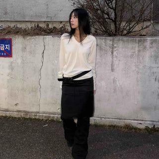 Minimal Layered Satin Midi Skirt