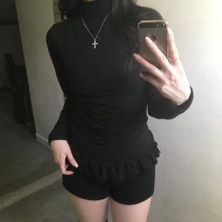 Angora Shirred Turtleneck