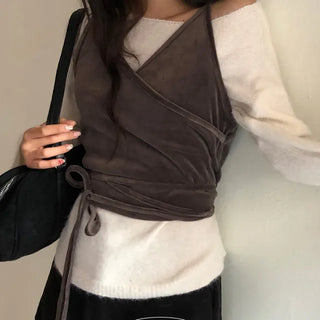 Mayu Layered Velvet Wrap T-shirt