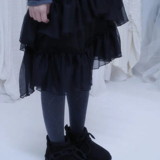 Asymmetrical frill chiffon skirt