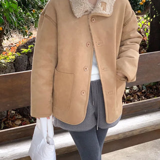 Reversible Fur Jacket Shearling Suede Mustang Half Coat