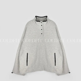 High-neck fleece pullover