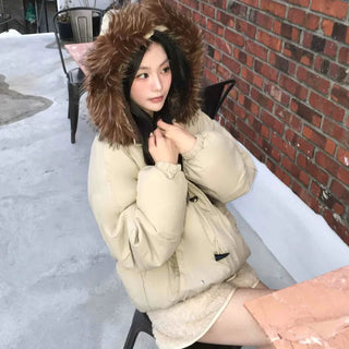 Fur Hooded Duffle Short Padded Jacket