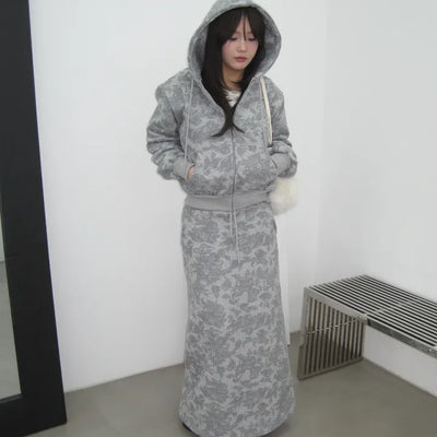 *MD Recommendation* Double-brushed floral long maxi skirt