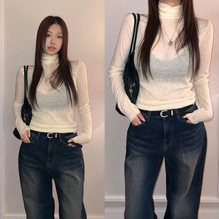 James See-through Turtleneck T-shirt [Tencel 70%, Wool 30%]