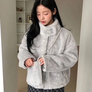 Dev Sherpa High-Neck Fur Shearling Jacket