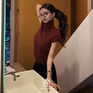made. Kris Short Sleeve Turtleneck Knit