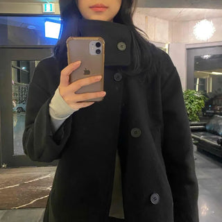 Round neck loose fit single quilted padded coat
