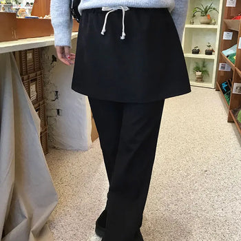 Family Fleece-Lined Skirt Pants Skirt Pants/Layered/Daily Pants/Fleece-Lined Pants/Fleece-Lined Trousers